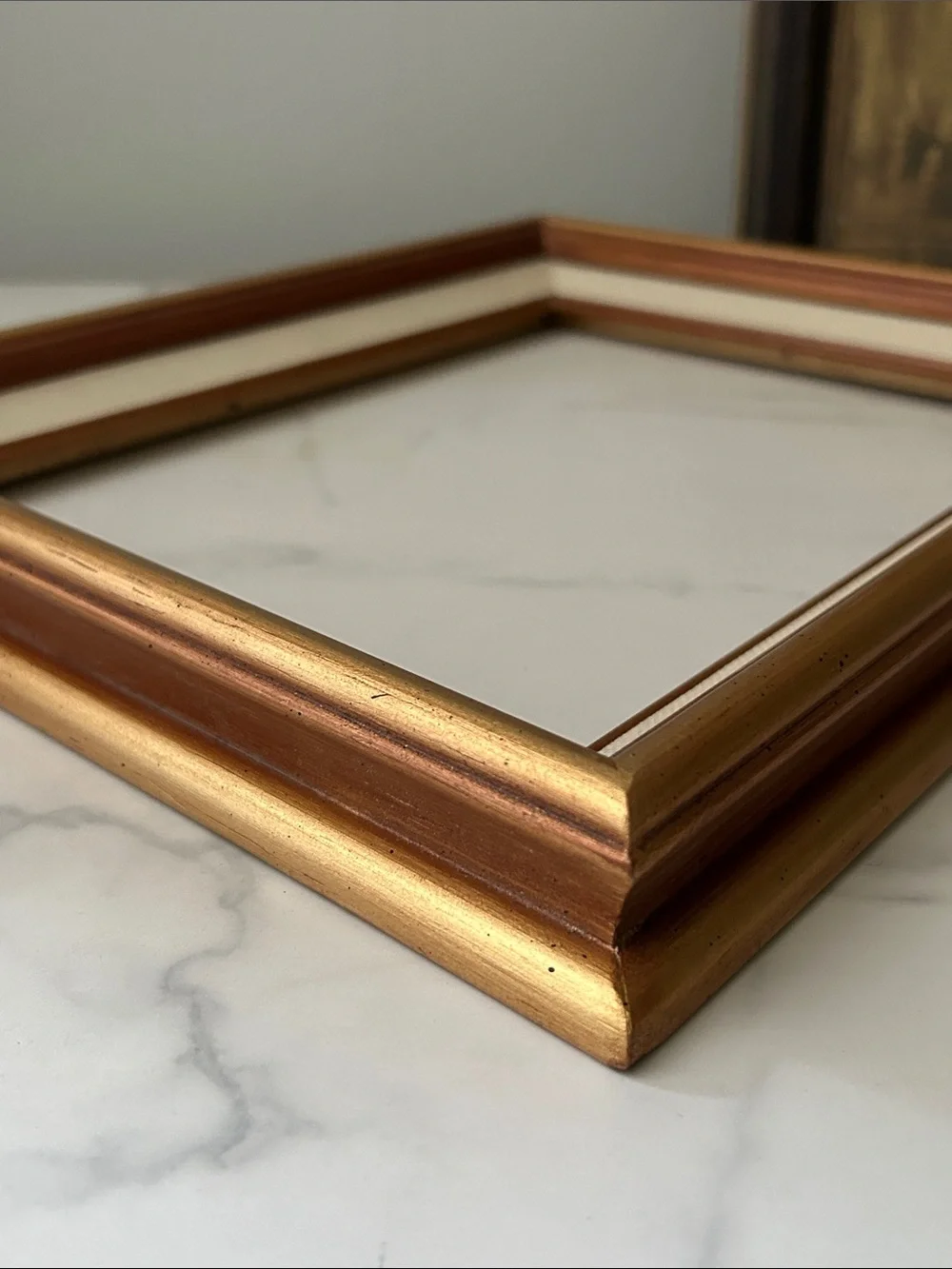 Vintage Gold and Cream Wall Mirror Frame with Copper Accents